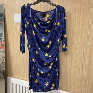 Kinder Aggugini Blue Print Dress Size L NWT